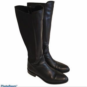 Aquatalia Black Leather Step Top Riding Boot 6